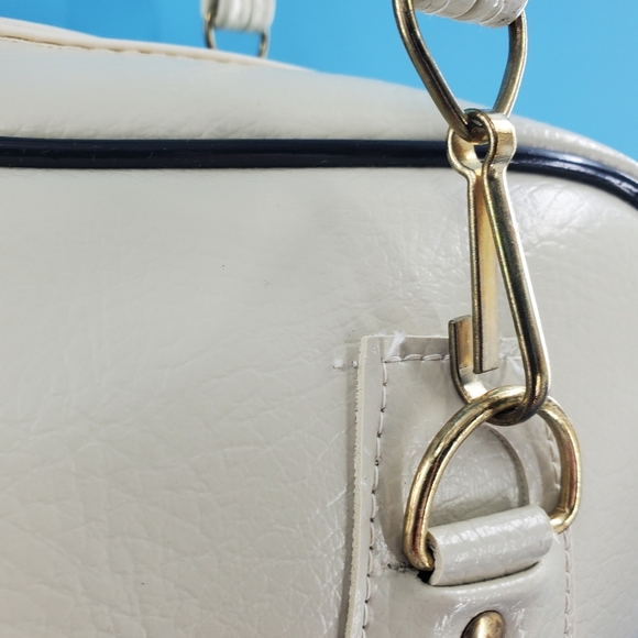 Vintage cream and black leather tote - Picture 5 of 16